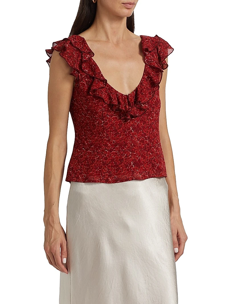Cala Floral Georgette Ruffle Top