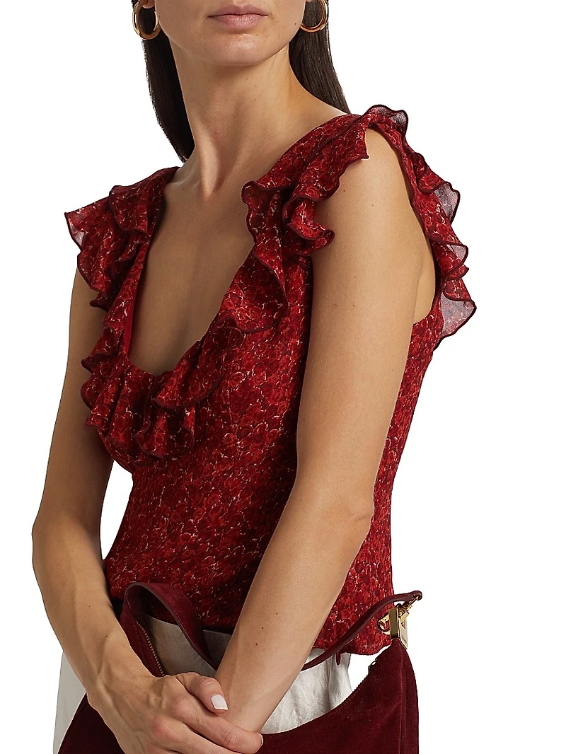 Cala Floral Georgette Ruffle Top