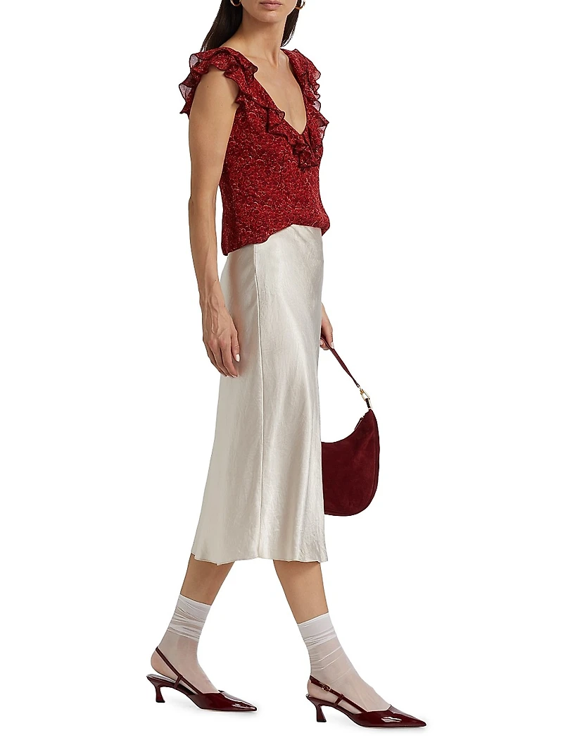 Cala Floral Georgette Ruffle Top