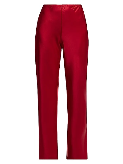 Gale Satin Mid-Rise Straight-Leg Pants