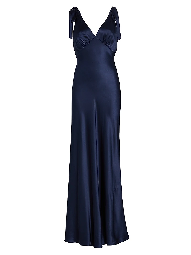 Pernille Silk V-Neck Maxi Dress