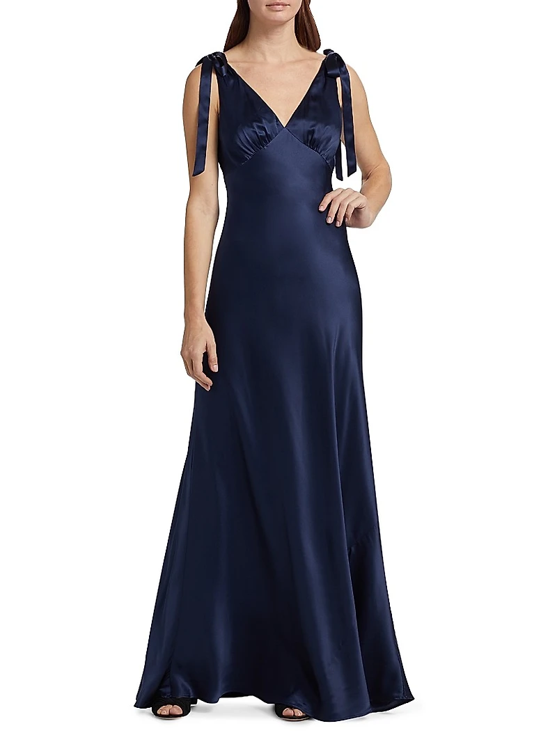 Pernille Silk V-Neck Maxi Dress