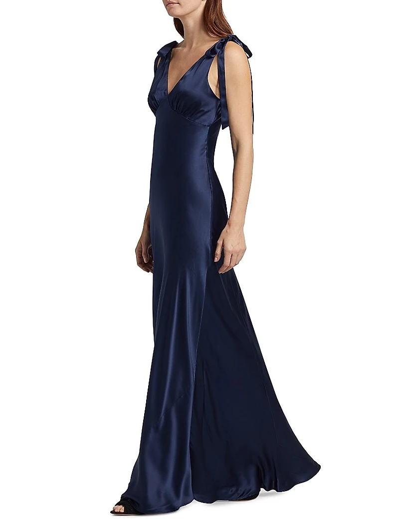 Pernille Silk V-Neck Maxi Dress