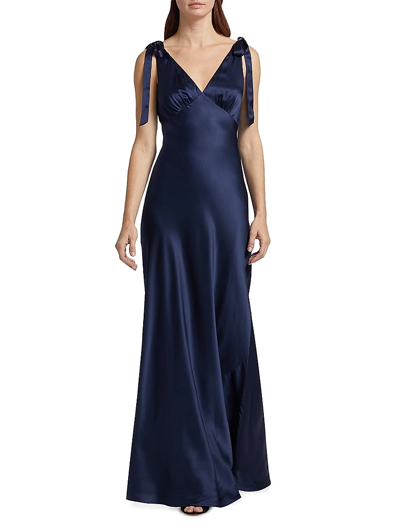 Pernille Silk V-Neck Maxi Dress