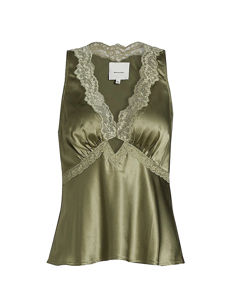 Aliceyn Lace-Trim Silk Top