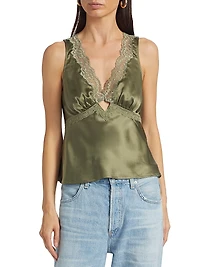 Aliceyn Lace-Trim Silk Top