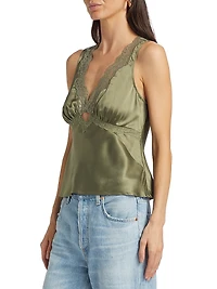 Aliceyn Lace-Trim Silk Top