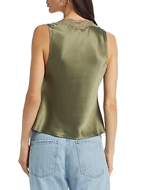 Aliceyn Lace-Trim Silk Top