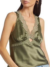 Aliceyn Lace-Trim Silk Top