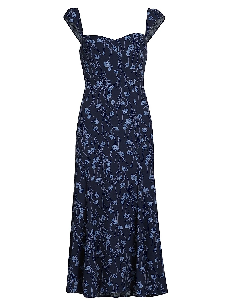 Bryson Floral Crepe A-Line Midi-Dress