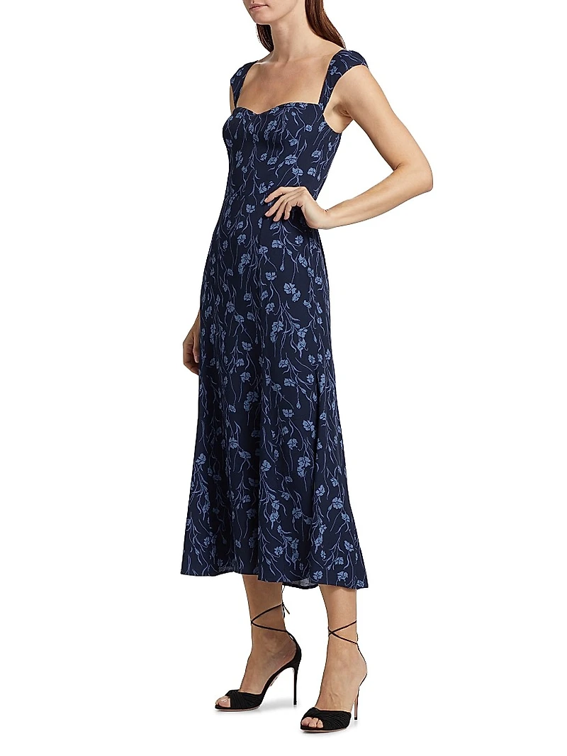 Bryson Floral Crepe A-Line Midi-Dress