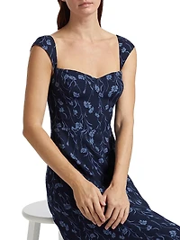 Bryson Floral Crepe A-Line Midi-Dress