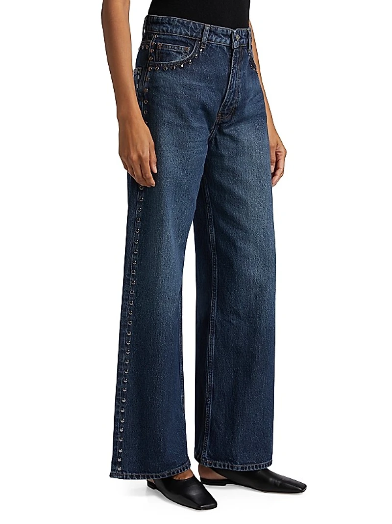 Cary Studded High-Rise Slouchy Jeans