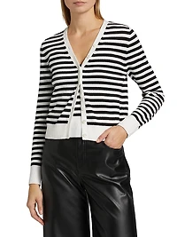 Santina Striped V-Neck Cardigan