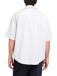 Striped Logo Cotton Camp Collar Shirt