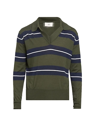 Raye Striped Cotton Polo Sweater