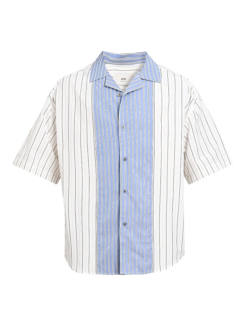 Striped Wool Boxy Shirt