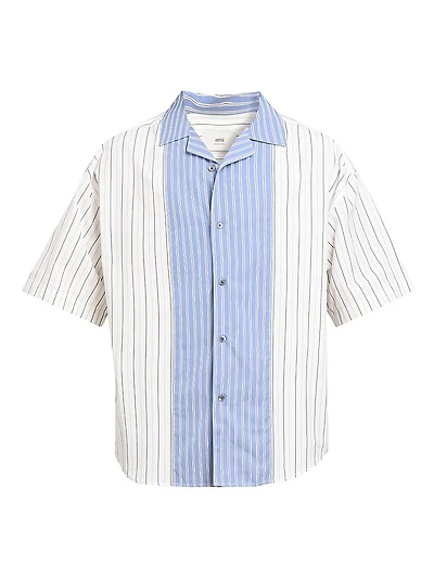 Striped Wool Boxy Shirt