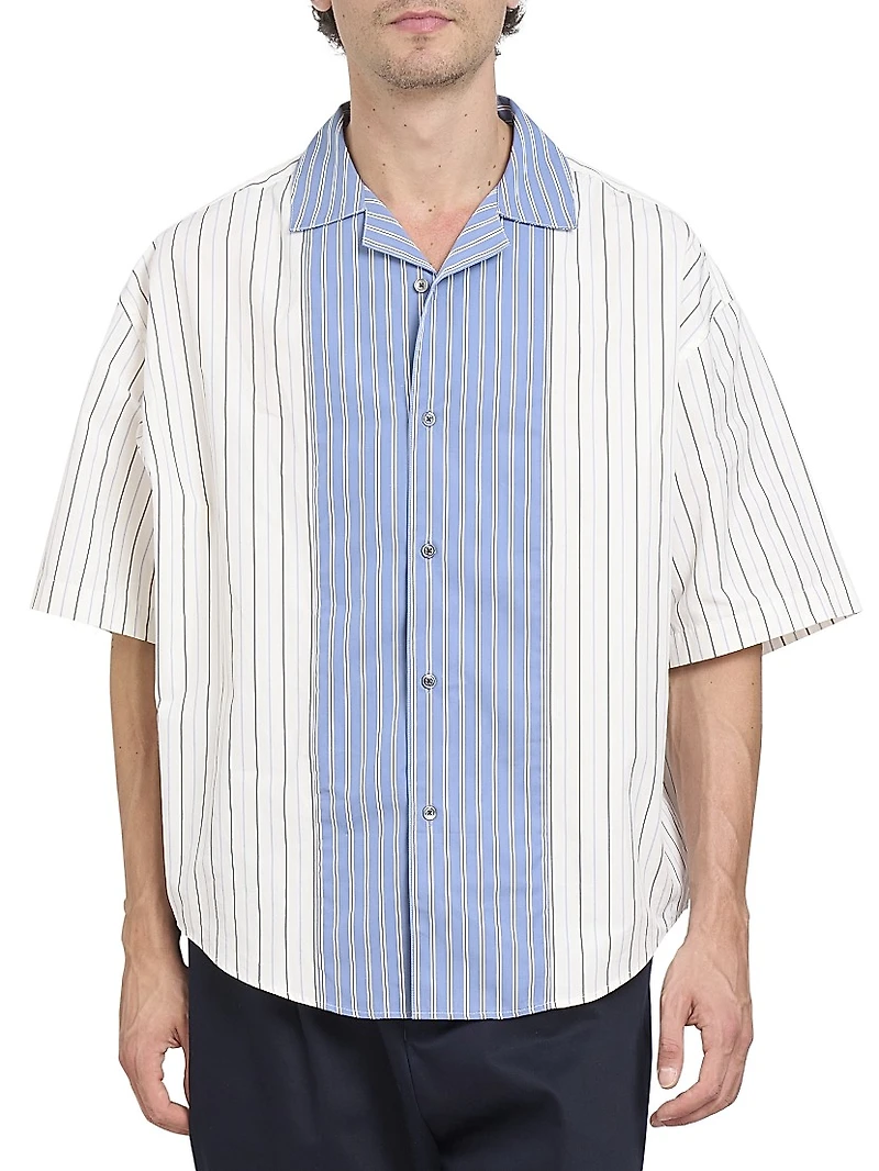 Striped Wool Boxy Shirt