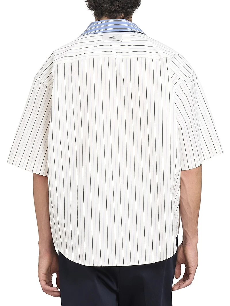 Striped Wool Boxy Shirt