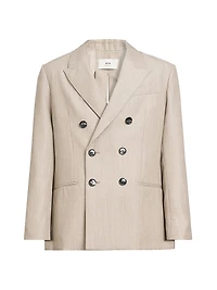 Cotton Slit Double-Breasted Blazer