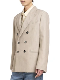 Cotton Slit Double-Breasted Blazer