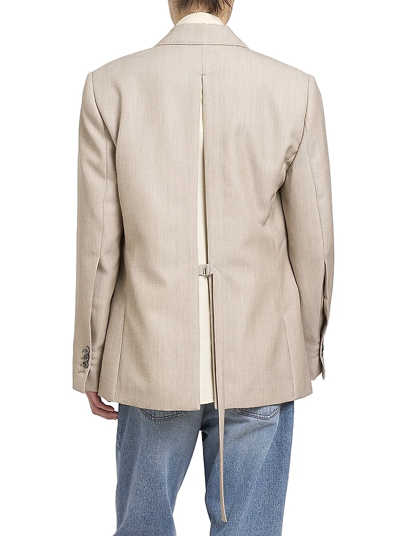 Cotton Slit Double-Breasted Blazer