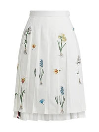 Floral Pleated Midi-Skirt