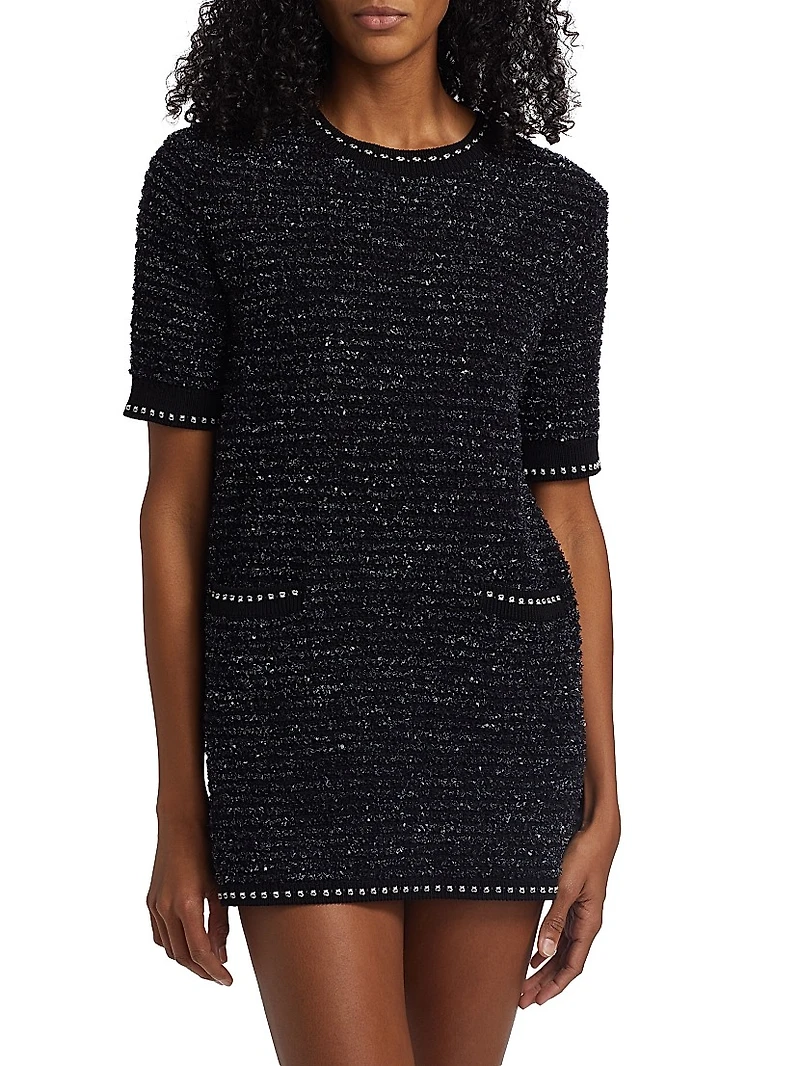 Metallic Eyelash Tweed Minidress
