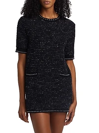 Metallic Eyelash Tweed Minidress