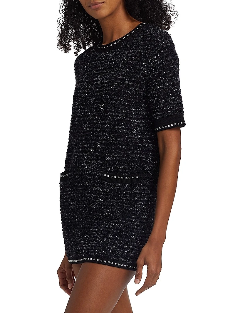 Metallic Eyelash Tweed Minidress