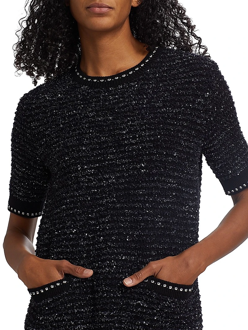 Metallic Eyelash Tweed Minidress