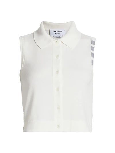 4 Bar Stripe Cotton Crop Shirt