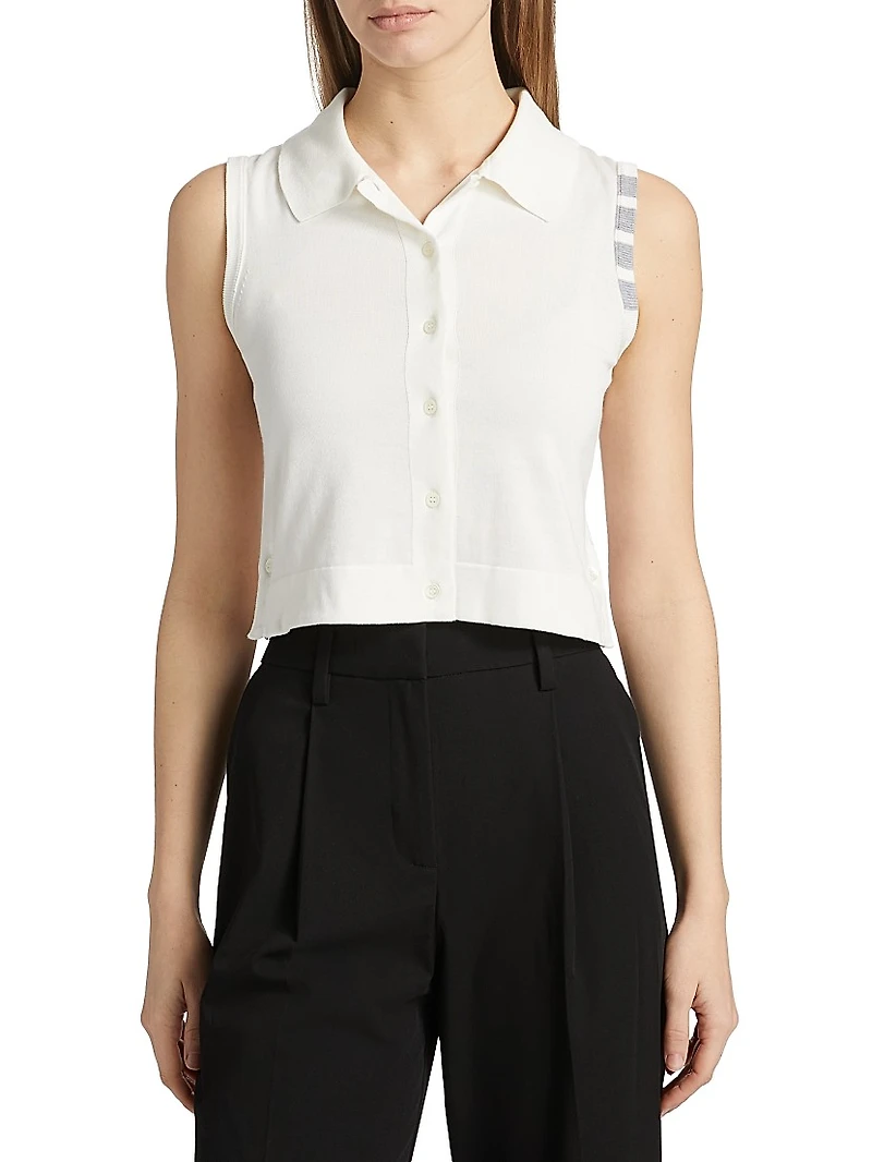 4 Bar Stripe Cotton Crop Shirt