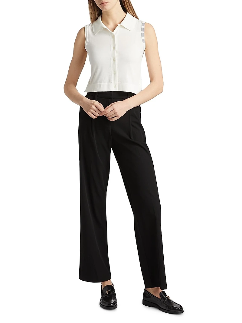 4 Bar Stripe Cotton Crop Shirt