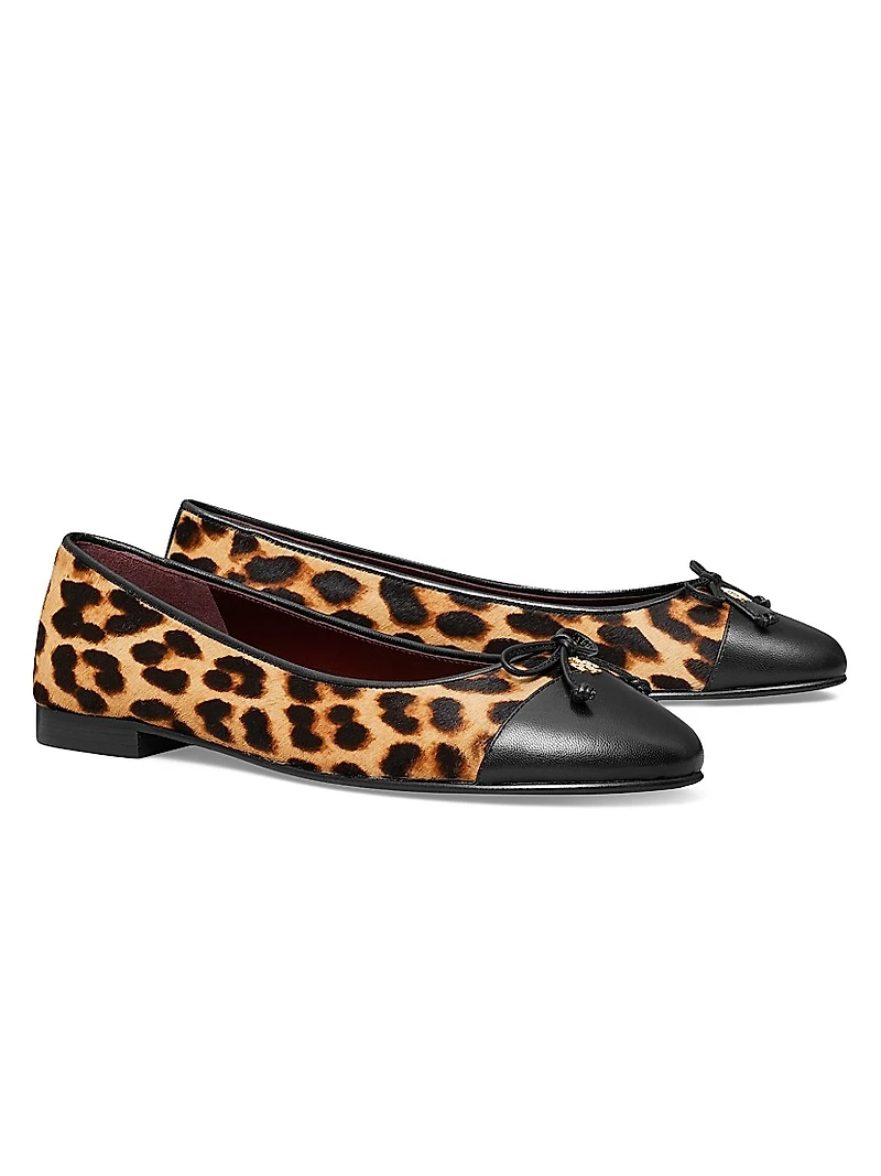 Leather Cap-Toe Ballet Flats