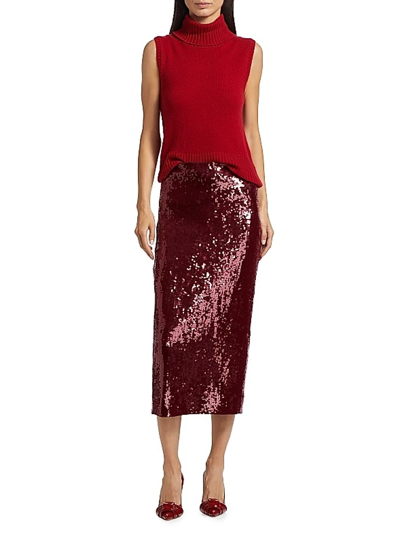 Koa Sequined Pencil Midi-Skirt
