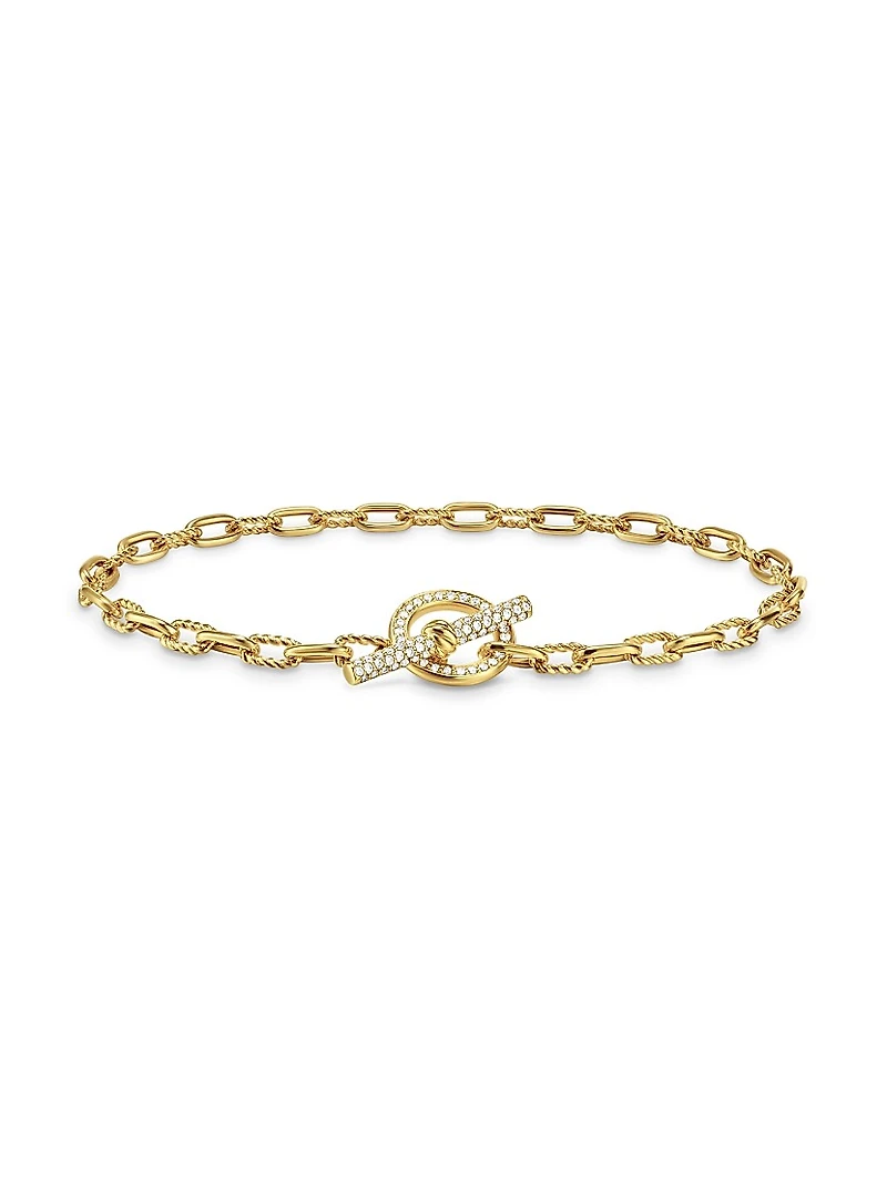 DY Madison Pavé Toggle Chain Bracelet 18K Yellow Gold