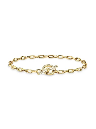 DY Madison Pavé Toggle Chain Bracelet 18K Yellow Gold