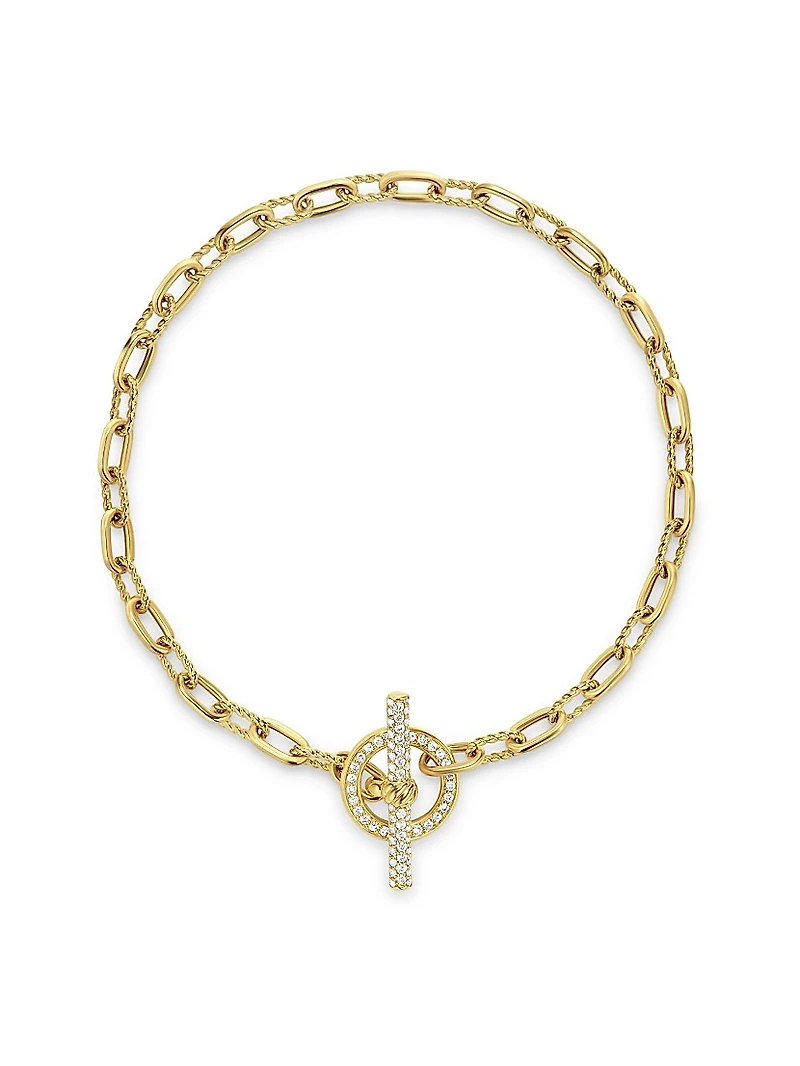 DY Madison Pavé Toggle Chain Bracelet 18K Yellow Gold