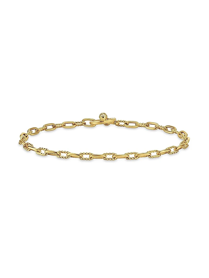 DY Madison Pavé Toggle Chain Bracelet 18K Yellow Gold