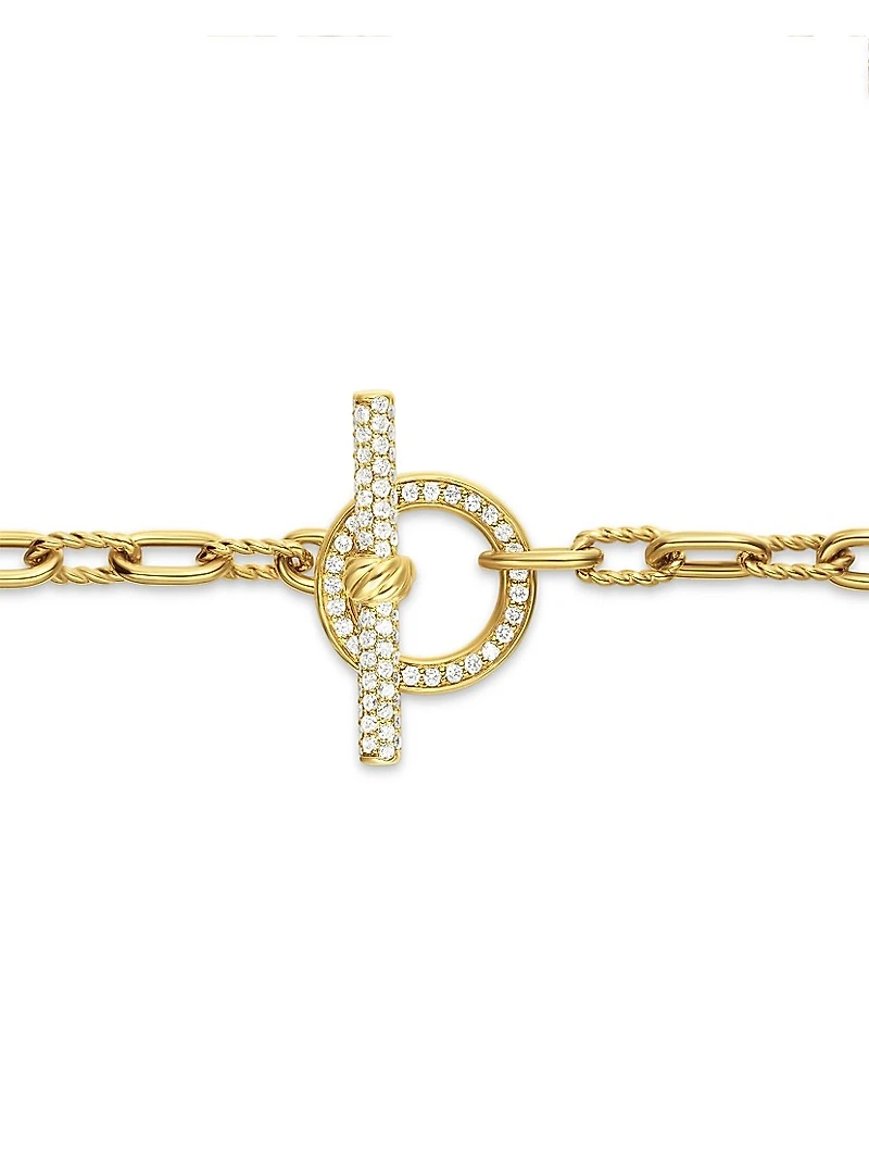 DY Madison Pavé Toggle Chain Bracelet 18K Yellow Gold