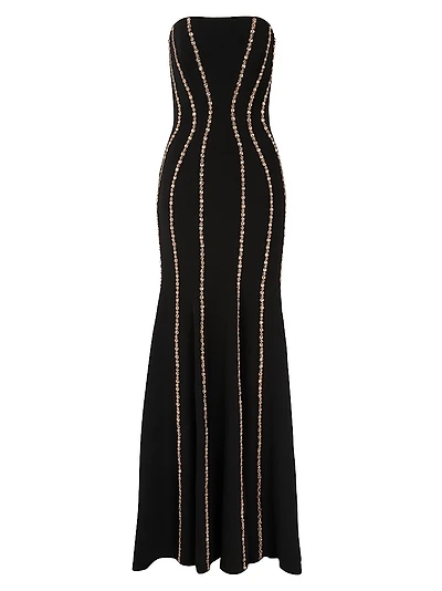 Dash Embellished Strapless Gown