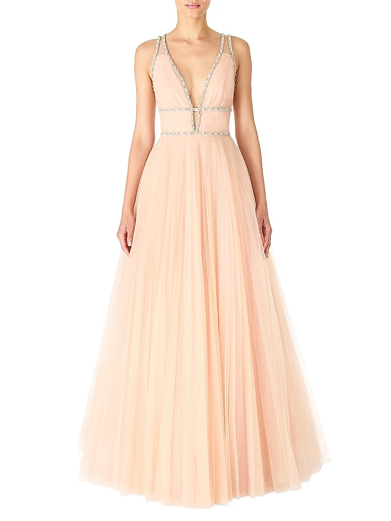 Cybele Embellished Tulle A-Line Gown