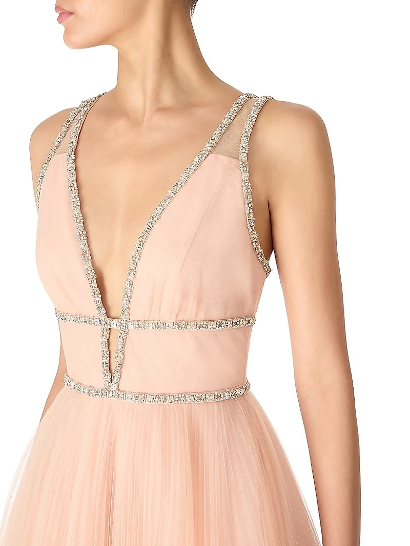 Cybele Embellished Tulle A-Line Gown