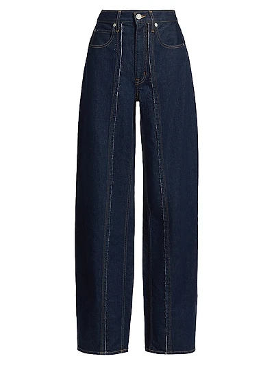 Cassie High-Rise Raw-Edge Seamed Barrel-Leg Jeans