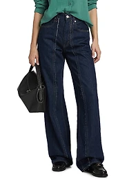Cassie High-Rise Raw-Edge Seamed Barrel-Leg Jeans