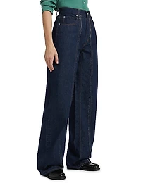 Cassie High-Rise Raw-Edge Seamed Barrel-Leg Jeans