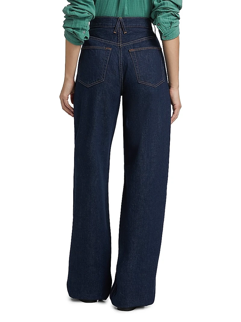 Cassie High-Rise Raw-Edge Seamed Barrel-Leg Jeans