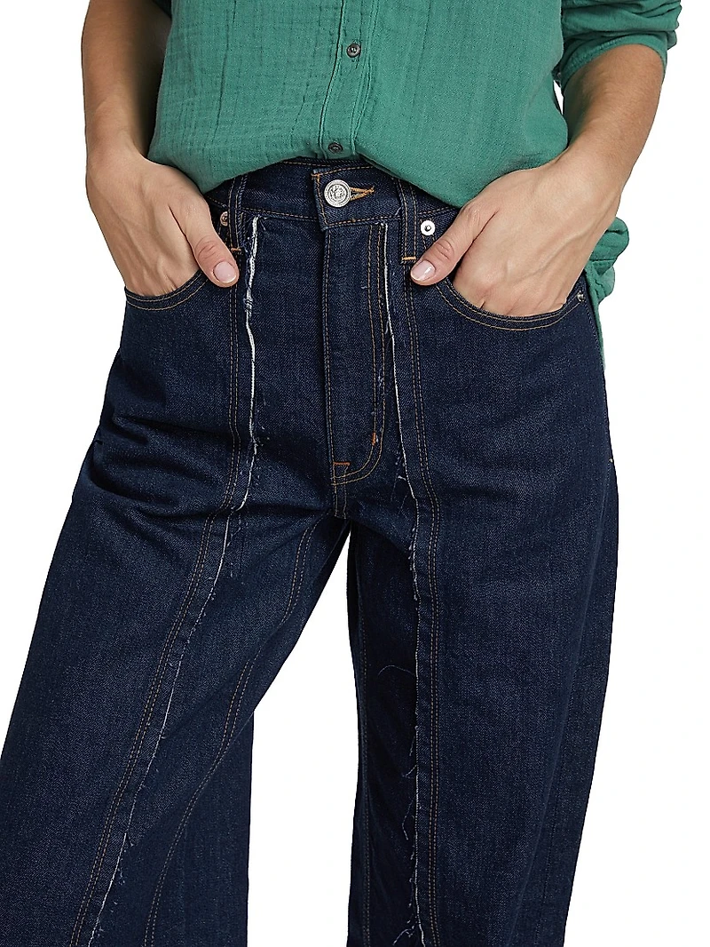 Cassie High-Rise Raw-Edge Seamed Barrel-Leg Jeans